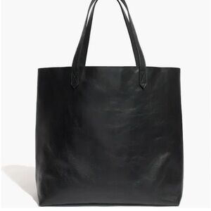 Madewell The Zip-Top Transport Leather Tote Bag - Black